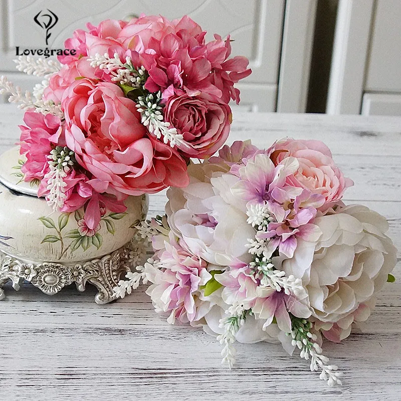 artificial flowers wedding bouquet bridal bridesmaid hand flower home floral decoration (7)