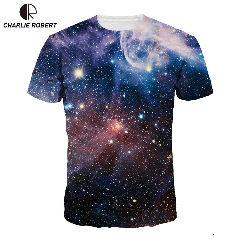 2017 3D Print Space Galaxy T shirt Men/Women Harajuku Hip hop New Brand T shirt Nightfall Tree