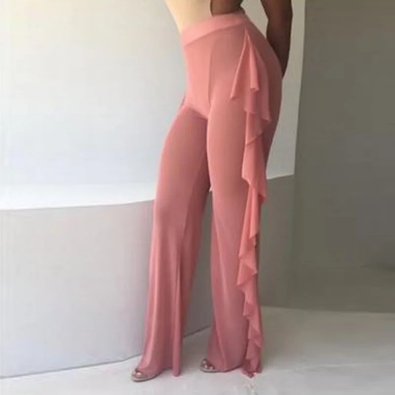Women's Beach Mesh Sheer Bikini Cover Up Swimwear Transparent Long Pant Trousers