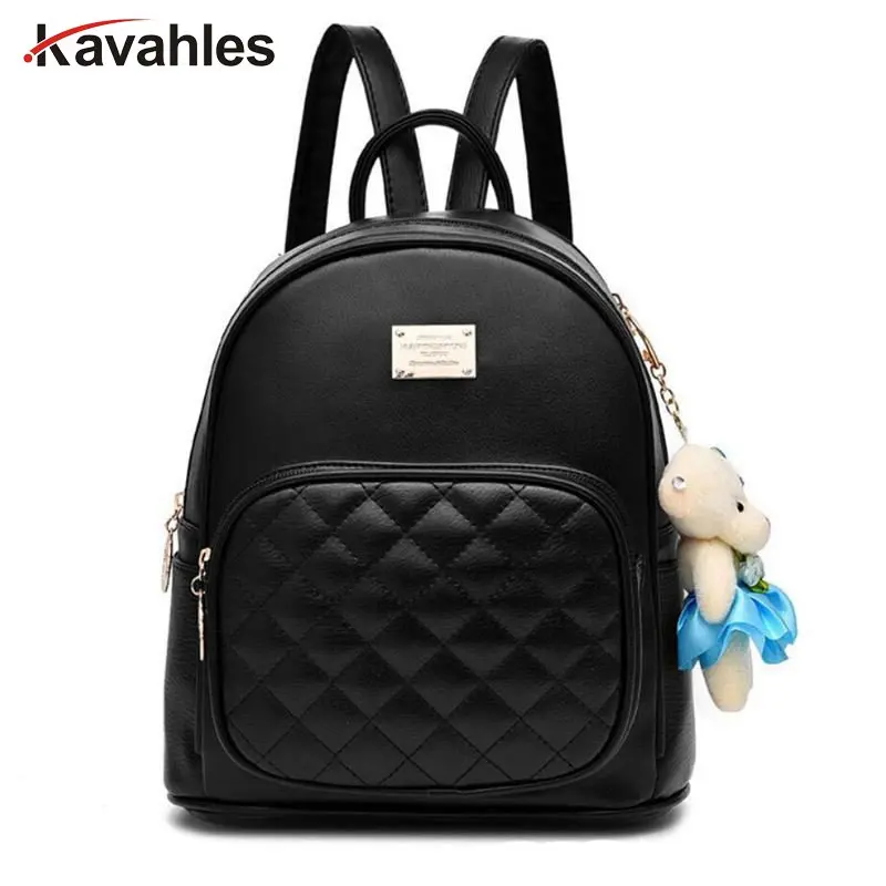 New High Quality Women PU Leather Backpack School Bags for Teenage Girls Lady Travel Small Backpacks