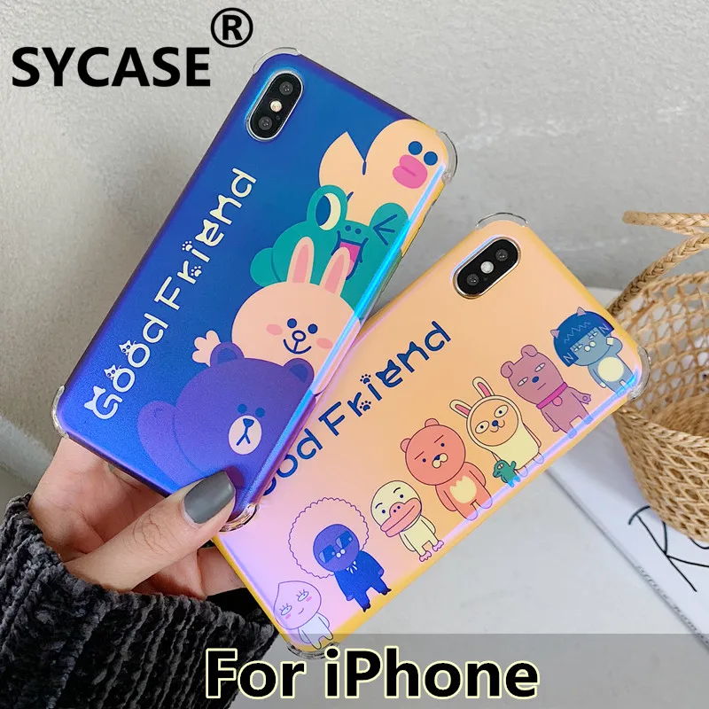 SYCASE Cute Blu-ray Cartoon Ms Shell For iPhone X Xs Max Xr 6 6s Plus 7 8 plus Case All Inclusive Anti fall Lanyard Cover Female |