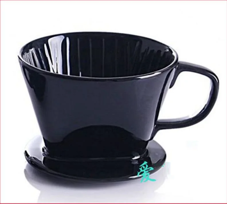 Ceramic Filter Cup Coffee Maker Filter For 2 4 People Black Cone Porcelain Drip Dripper Handle ...