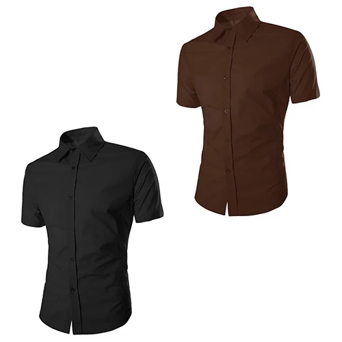 Модные Для Мужчин's Повседневное рубашка узкого кроя Бизнес короткий рукав отложной рубашка с воротником