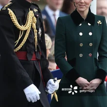 Новое шерстяное пальто принцессы Кейт Миддлтон зеленое теплое двубортное зимнее пальто