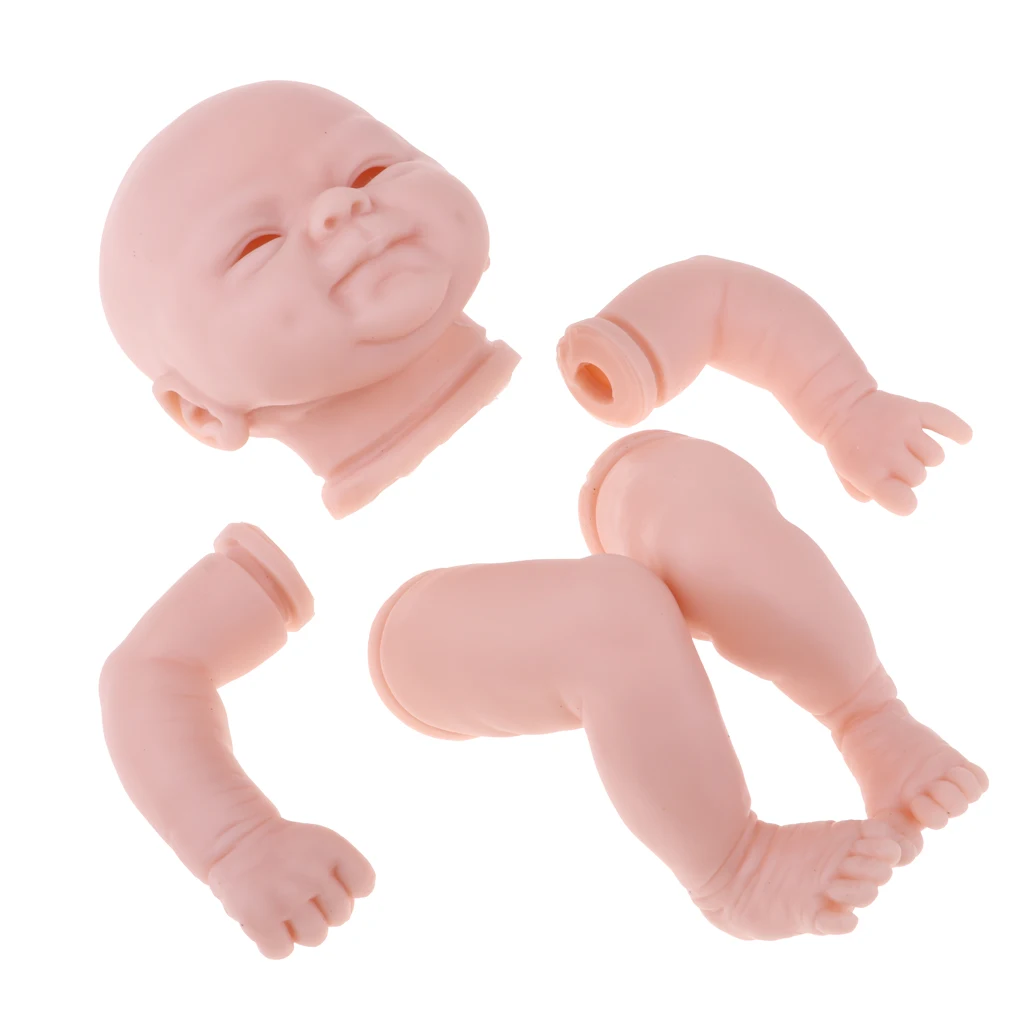 18inch DIY Unpainted Soft Silicone Reborn Kits Newborn Baby Doll with Head, 3/4 Arms and Full Legs gift for your baby