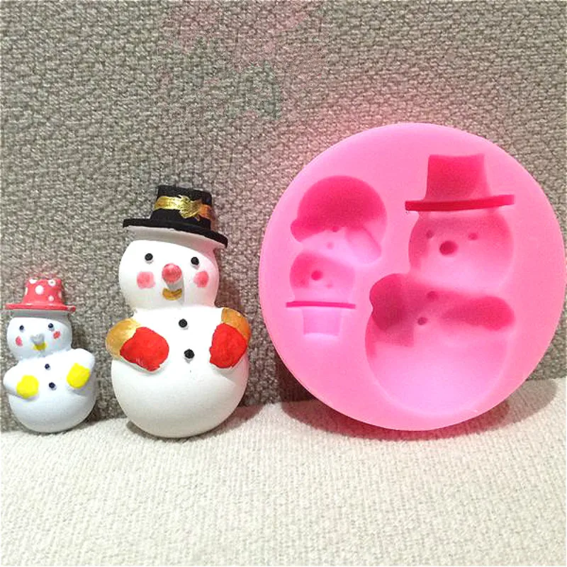 

3D Christmas Snowman Silicone Mold Fondant Moulds for Confectionery Chocolate Fondant Cake Decoration Baking Tools