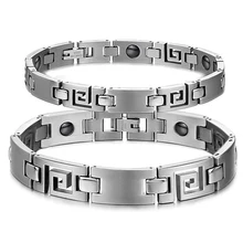 Lovers’ Hologram Bracelets with Magnet Stone Fashion Stainless Steel Women Men Health Care Vintage Jewelry GS3108