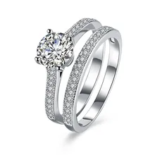 

Women Wedding Rings Geometric Cubic Zirconia Engagement Ring Anniverssary Gifts For Women 925 Sterling Silver Bridal Sets SVR116