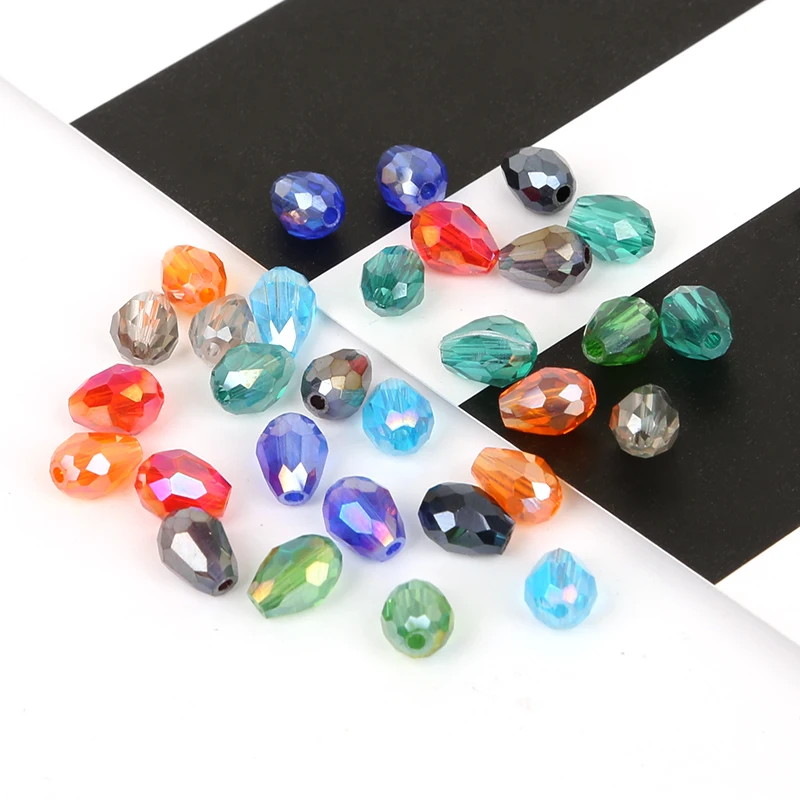 

New Style 70pcs/lot Colorful Water Drop Shape 5X7mm Crystal Beads Glass Beads for DIY Handmade Jewelry Accessories