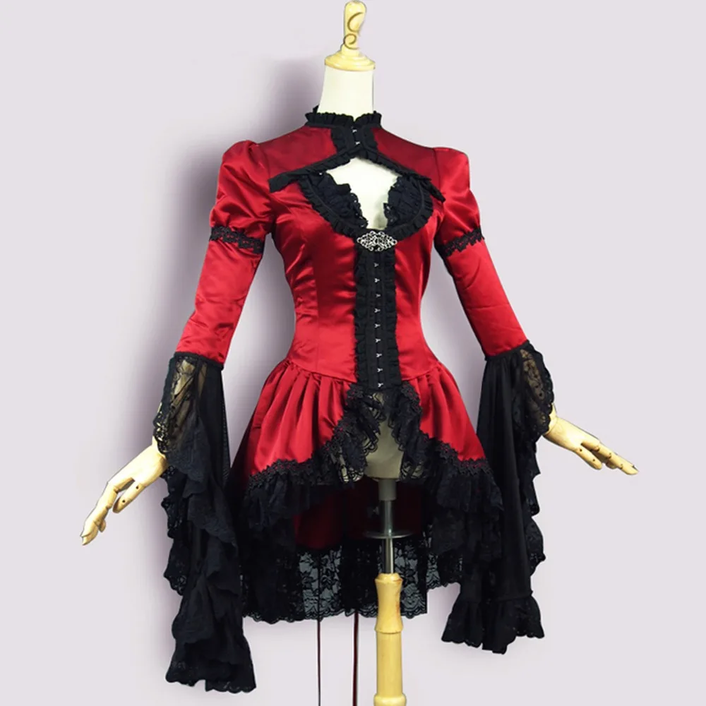 

woman jacket spring summer vintage Victoria Gothic costume Royal court Ruffled lace coat Female Satin skirt jacket custom made