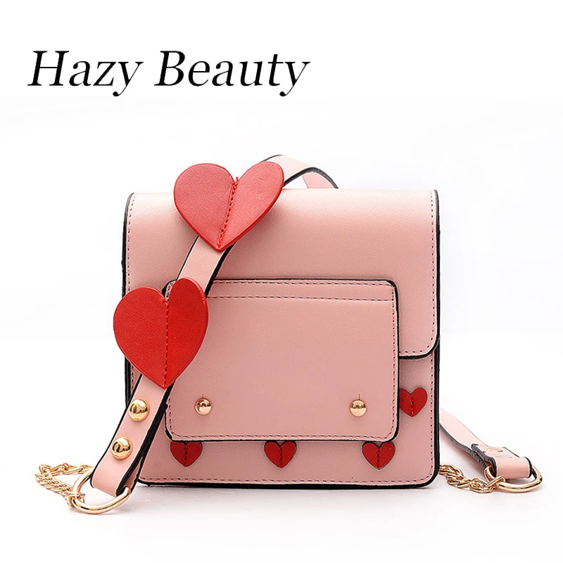

Hazy beauty New arrival women sweet heart design handbag fashion romantic stylish pink lady cross body shoulder bags hot DH832