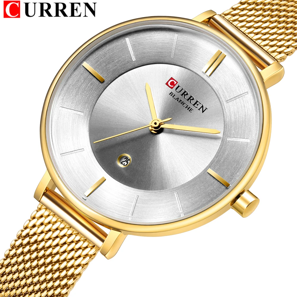 

Ladies Watches with Date Fashion New Analog Quartz Wristwatch CURREN Womens Watch Simple Steel Mesh Watch relogios feminino