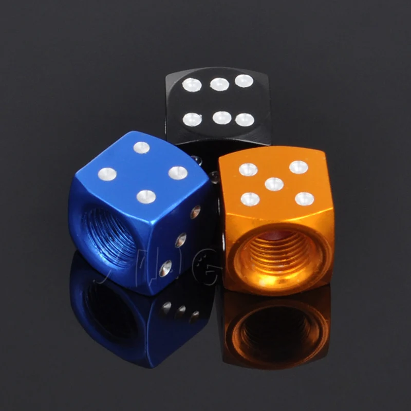 4Pcs Universal Dice Wheel Tire Valve Caps Car Bicycle Motorcycle Tyre