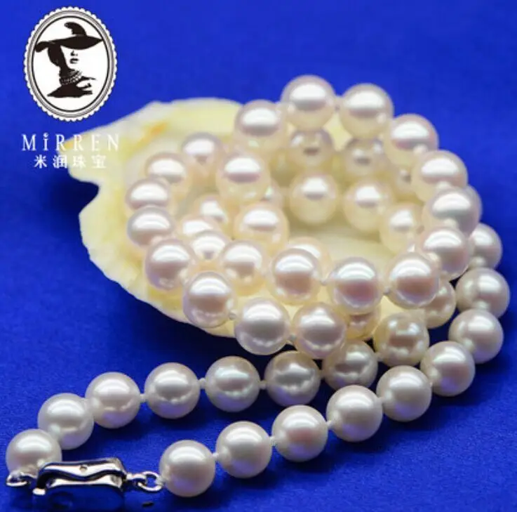 

gorgoues 9-10mm natural south seas white pearl necklace 20inch