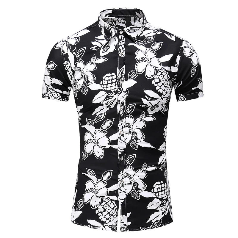 mens slim fit hawaiian shirt