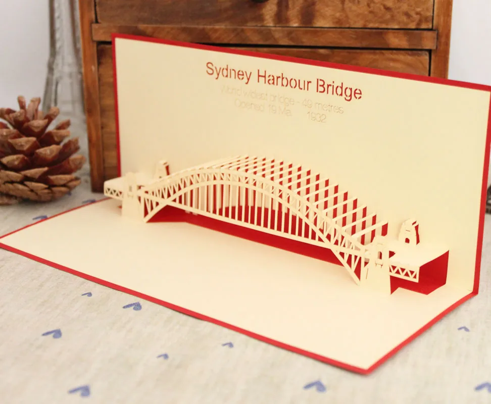 new year 2013 sydney bridge laser cut vintage 3d pop up