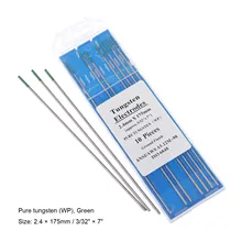 DRELD 10 шт. TIG сварочный вольфрамовый электрод 2,4x175 мм(3/3" x7") WP сварочный стержень зеленый конец для прибор для ручной дуговой сварки сварные детали