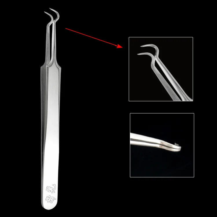 Полезная нержавеющая сталь прямой изгиб Изогнутый пинцет прыщей Комедон Набор Для Удаления Лица