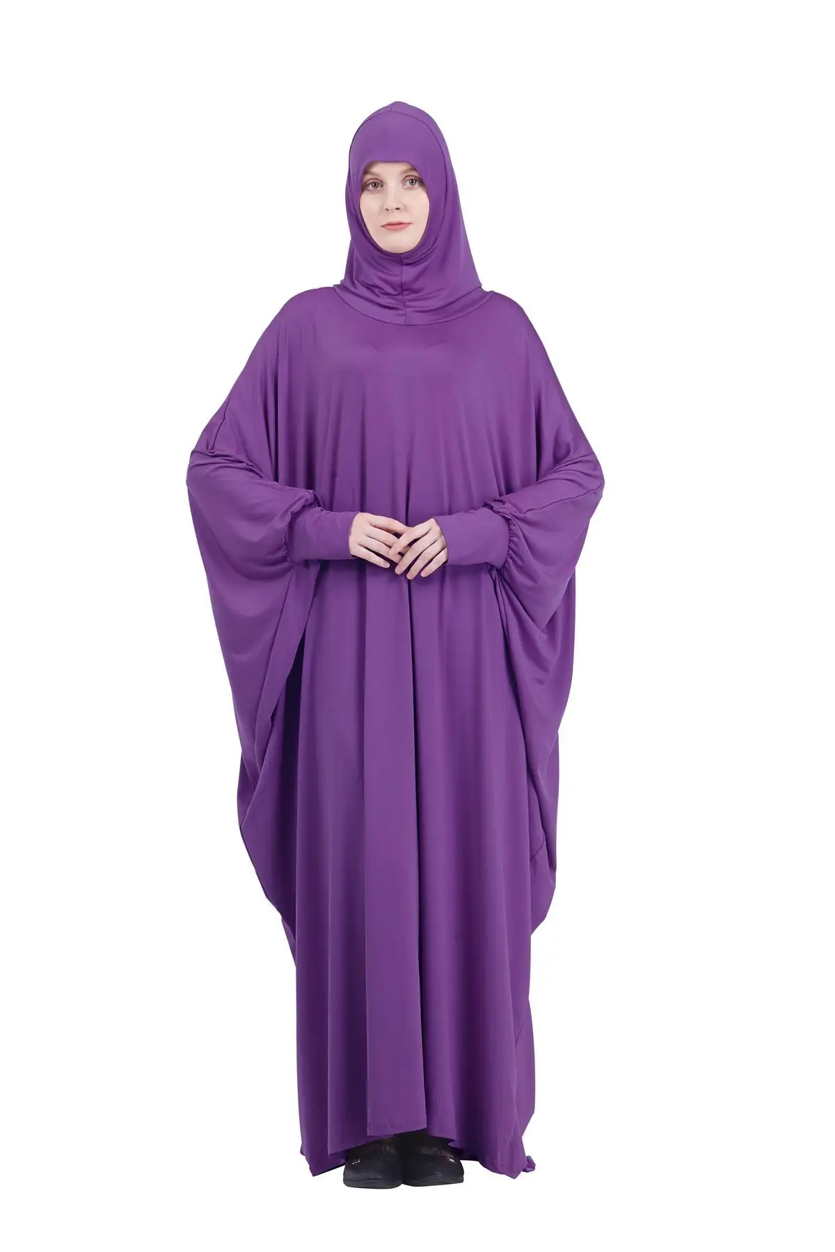 Абая кафтан джилбаб полное покрытие молитвенная одежда хиджаб Длинное Макси платье мостовой мусульманский халат платье сплошной цвет свободные платья мода - Цвет: Dark Purple