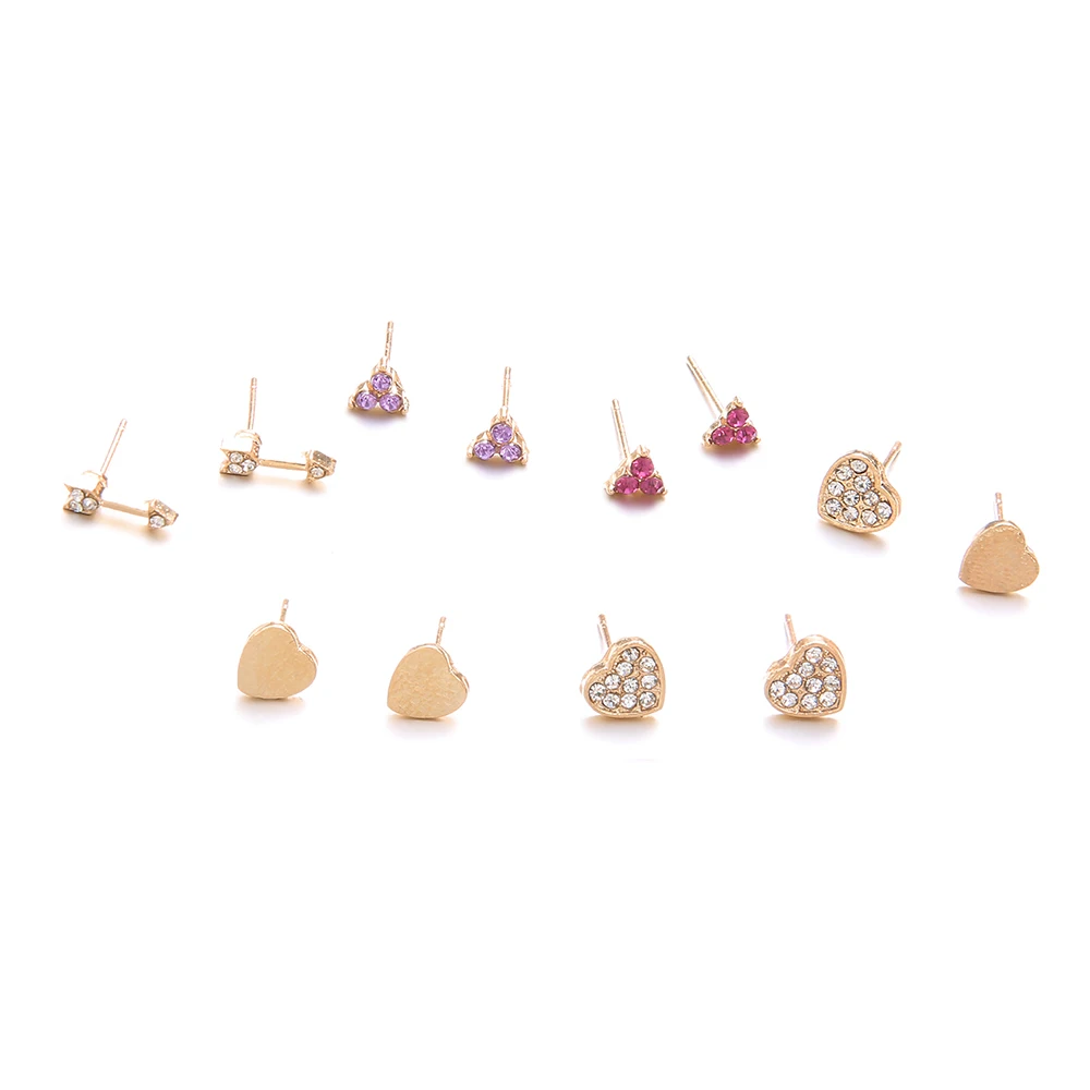 6-Pairs-Set-Crystal-Heart-Arrow-LOVE-Stud-Earrings-for-Women-Purple-Stone-Charm-Boucle-D