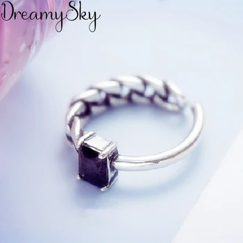 

Personality Punk Retro 925 Sterling Silver Zirconia Rings For Women Simple Ladies Adjustable Size Ring Wedding Jewelry Anillos