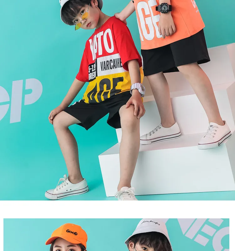 Summer 2019 baby girls Boys clothing set 6 8 10 12 14 Years hiphop tshirt pants kids jazz dance costumes toddler outfits 140 160 (11)