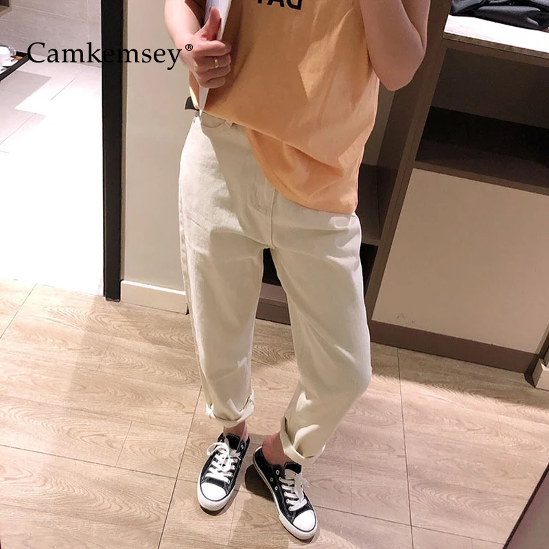 Camkemsey Для женщин Винтаж Mom Jeans 2019 Демисезонный Повседневное Талия бежевый свободные джинсы женская мода мешковатые штаны с поясом Camkemsey Для женщин Винтаж Mom Jeans 2019 Демисезонный Повседневное Талия бежевый свободные джинсы женская мода мешковатые штаны с поясом