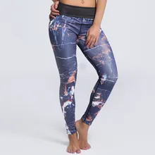 Женские гибкие темно-синие брюки с принтом в виде рок для тренировок для йоги бега занятий спортом леггинсы для фитнеса дропшиппинг