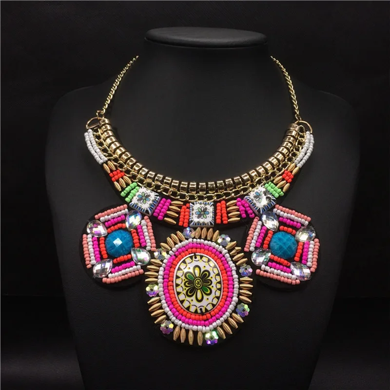 Bohemian Tribal Choker Pendants & Necklaces Boho Ethnic Big Statement Necklaces For Women