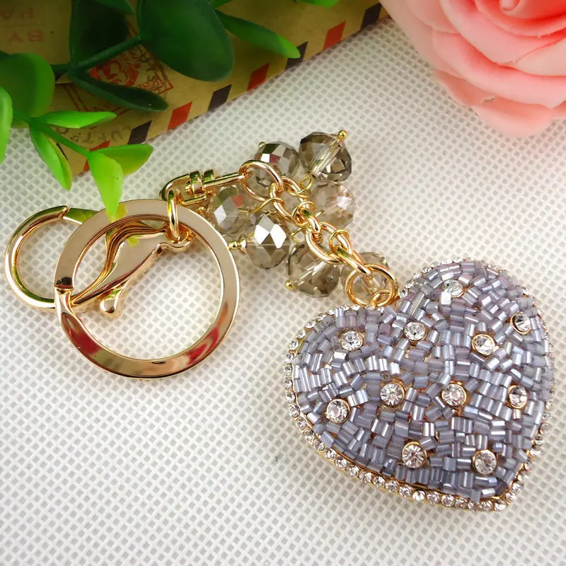 Sweet heart keychains Cute girls bag ornaments girls key pendant The