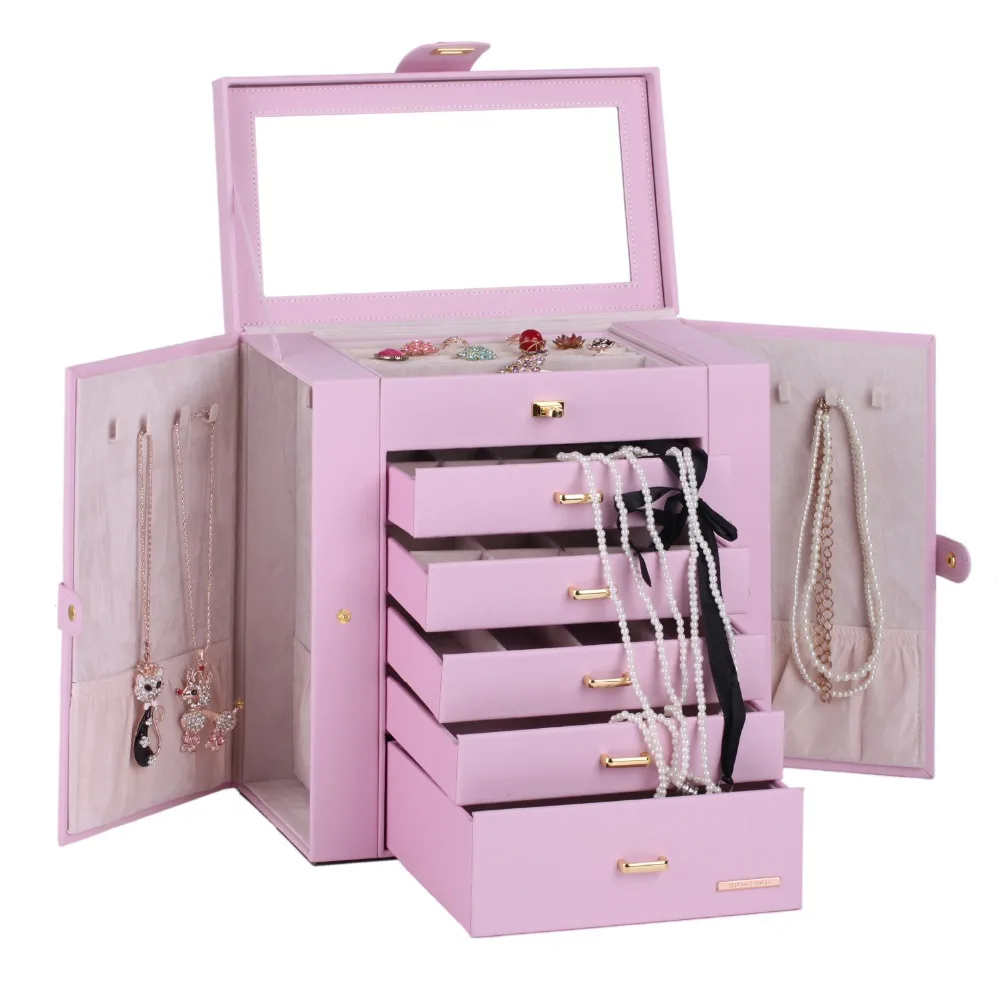 Extra Large Pink Jewelry Organizer PU Jewellery Display Ring Box Necklace Storage Cabinet Sunglasses Mirrored Armoire ZG241 Extra Large Pink Jewelry Organizer PU Jewellery Display Ring Box Necklace Storage Cabinet Sunglasses Mirrored Armoire ZG241