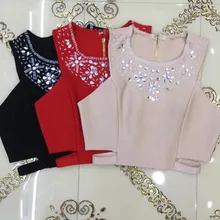 Летние сексуальные бандажные Топы женские короткие бусины Женская майка Женская повязка без рукавов топы