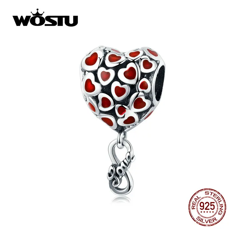 

WOSTU Infinity Love Heart Dangle Charm 925 Sterling Silver Zircon Beads Fit Original Bracelet Pendant Lover Jewelry Gift CQC1180