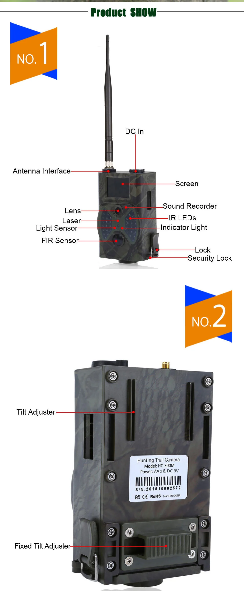 HC300M 12 Megapixel Digital Scouting Camera Support Remote Control 2G MMS Email GPRS GSM 940NM Infrared Night Vision