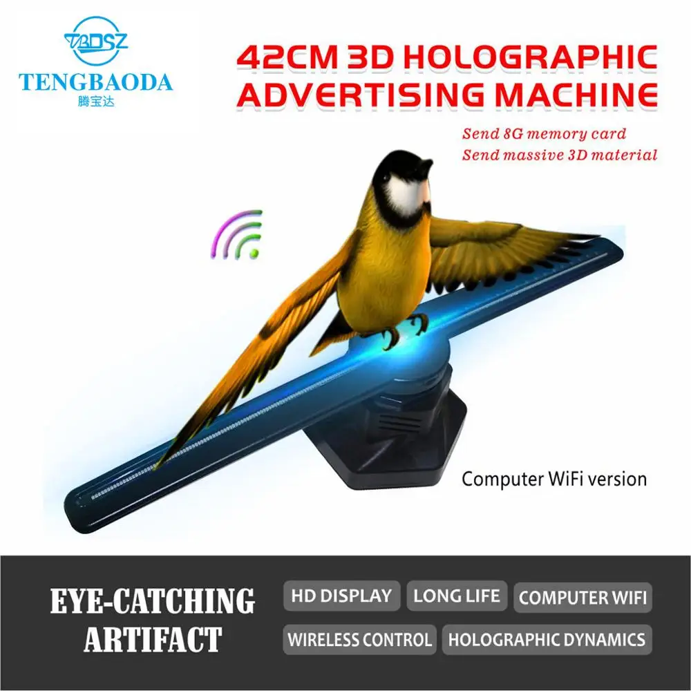 Ventilador de Olho Tbdsz Computador Wi-fi Holograma Holográfico Projetor Publicidade Display Led fã Luz nu Logo 3d
