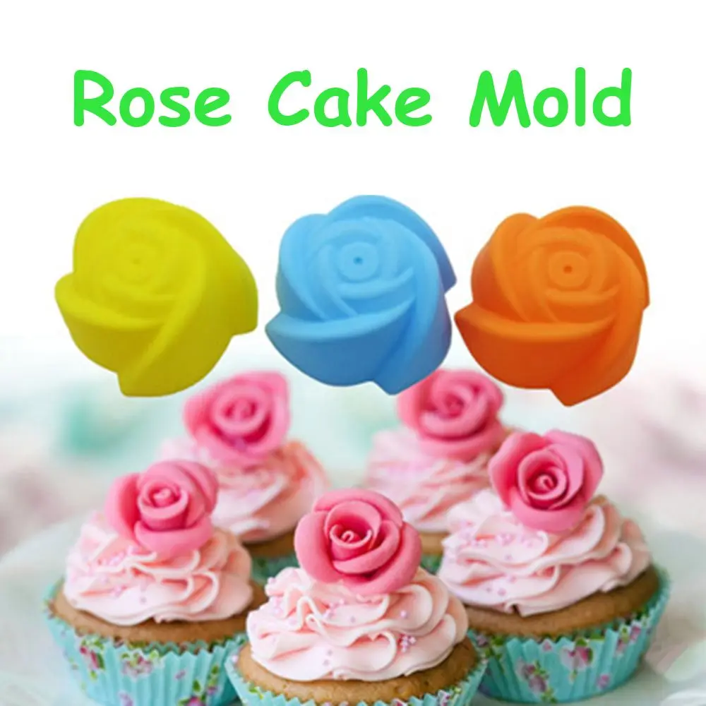 10Psc Silicone Rose Muffin Cookie Cup Cake Baking Mold Cake Decorating Supplies