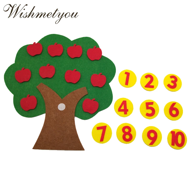

WISHMETYOU 16cm Apple Tree Felts Children Early Teaching Felt Cloth By Hands Learn Number Felt Crafts Diy Material Package Toys