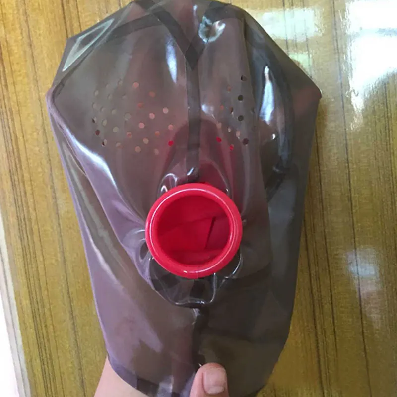 

Sexy Transparent Black Pinhole Eyes Full Face Latex Fetish Hoods Rubber Mask