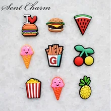 1 комплект из ПВХ; Новинка; обувь для еды с бантом; украшение; подходит для сада; обувь; сандалии; обувь с рисунком мороженого; обувь с пряжкой; Детские Подарки для девочек