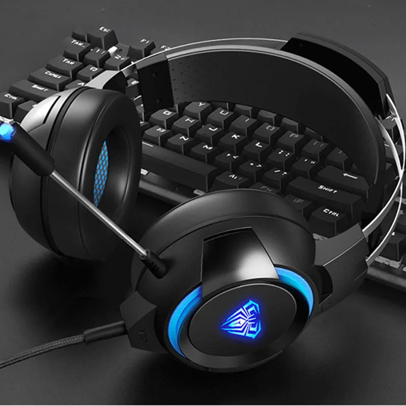 

AULA USB E-Sport Gaming Headset 7.1 with Light Professional Studio Earphone Wired Headset Headphones Computer Gamer for PC