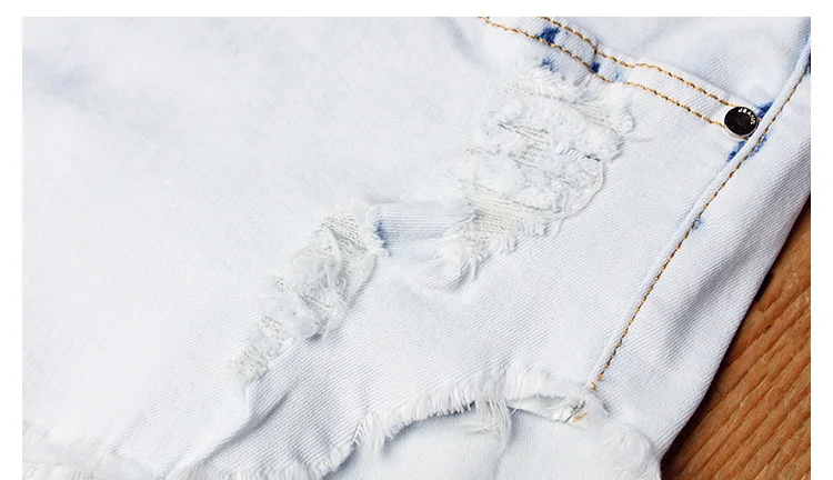 2018 New Vogue Clothes Women Chic Shorts Holes Burr Elastic Shorts Empire Snowflake Washed Hot Shorts Ladies Cotton Denim Shorts (10)