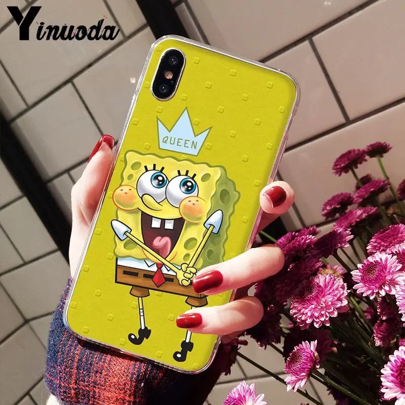 Yinuoda SpongeBob SquarePants Sponge Bob Cute Phone Accessories Case for iPhone 8 7 6 6S Plus X XS MAX 5 5S SE XR Cellphones