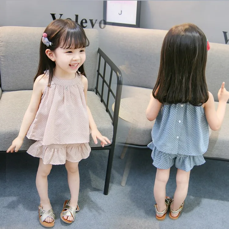 

Girls Set Summer Children Two Set 1-3 Years Old Foreign Gas Net Sleeveless Children Female Baby Clothes Summer Toddler Clothes