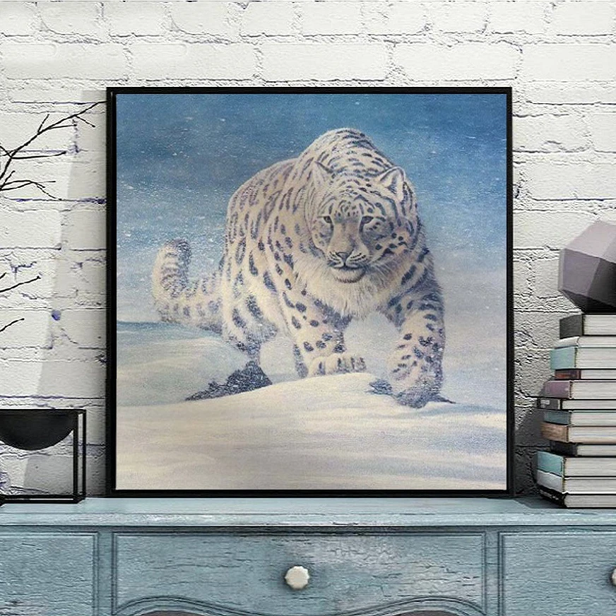 5D DIY Diamond embroidery Snow Leopard animal Picture Full Resin round