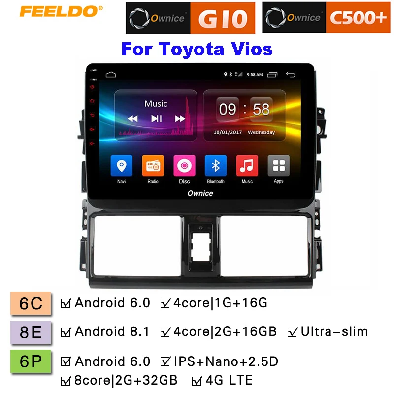 

FEELDO 10.1 " 2.5D Nano IPS Screen Android 6.0 Octa Core/DDR3 2G/32G/4G LTE Car Media Player For Toyota VIOS/YARiS L 2013-2015