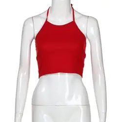 2018 женские модные летние Рубашки с коротким рукавом висит шеи ежедневно Повседневное Спорт Повседневное топы без рукавов с круглым