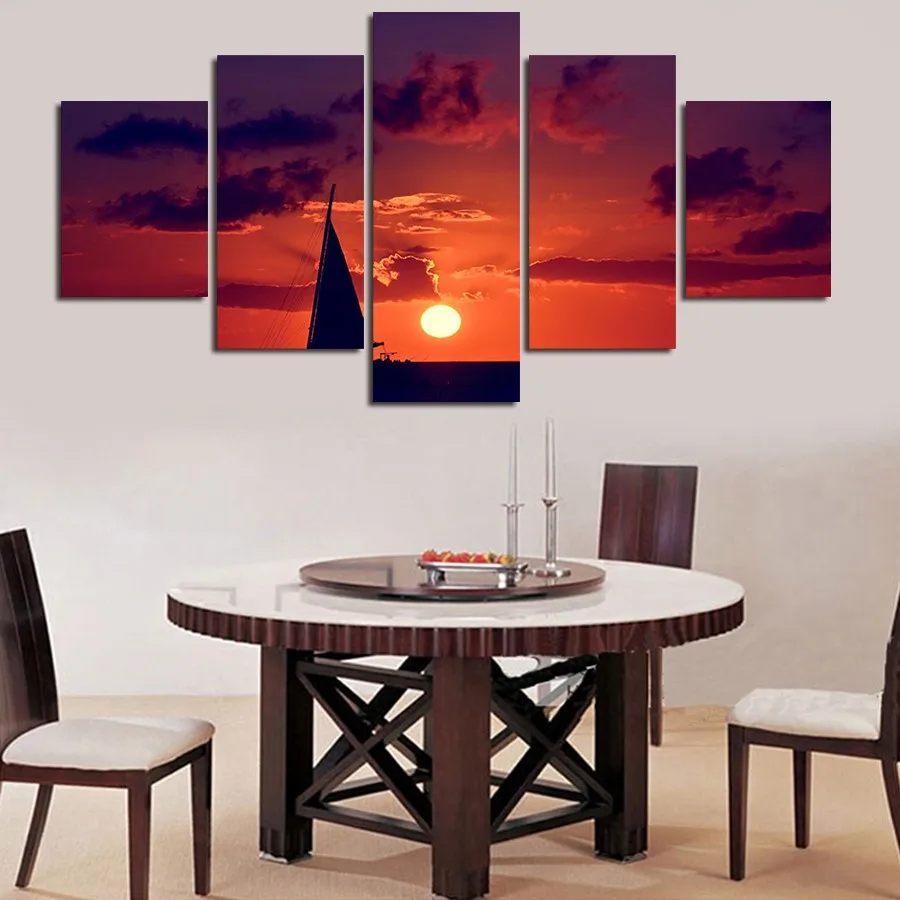 Sunset Sailing ship Decor Pictures