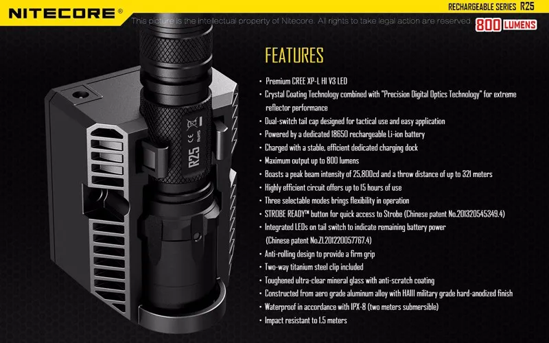 Nitecore R25 Rechargeable Tactical Flashlight (31)