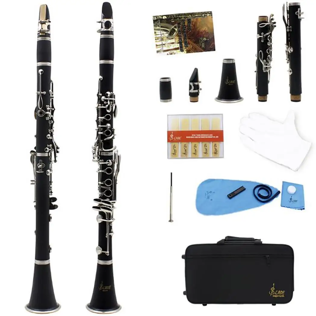 

1 Set 17 Key Clarinet bB Flat Soprano Binocular Clarinet clarinet with keys Musical Wind Instrument Cork Grease Cleaning Glove