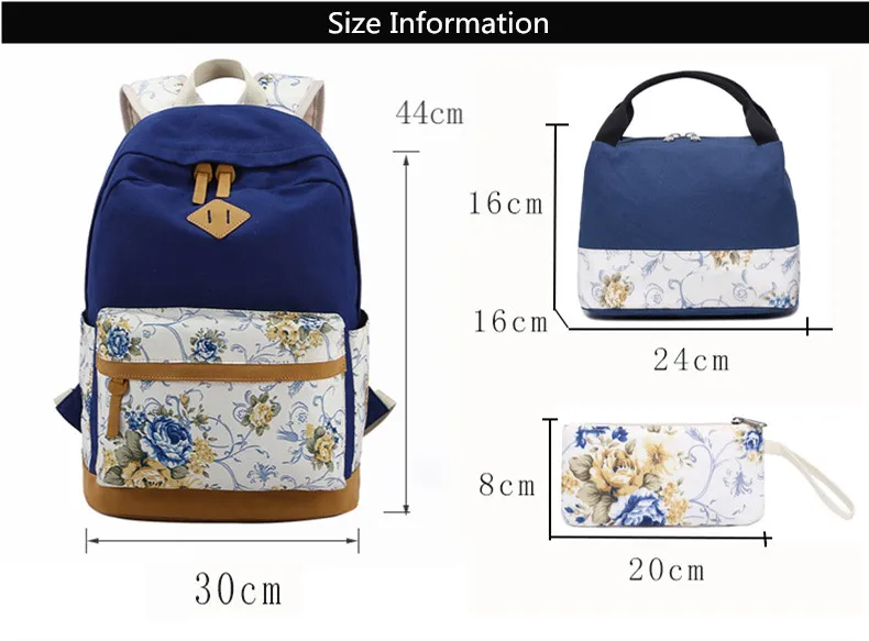 3 шт., винтажный школьный рюкзак для девочек, Детский рюкзак, школьные сумки для девочек, Холщовый Рюкзак, женская сумка с цветами, набор ручек, чехол-карандаш